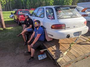 Aidan Hicks / John Hicks Subaru Impreza Wagon back on the trailer after the rally.
