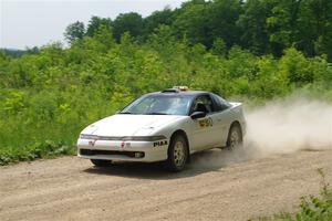The '0' car, a Mitshibishi Eclipse GSX, on SS2, Skunk Creek.