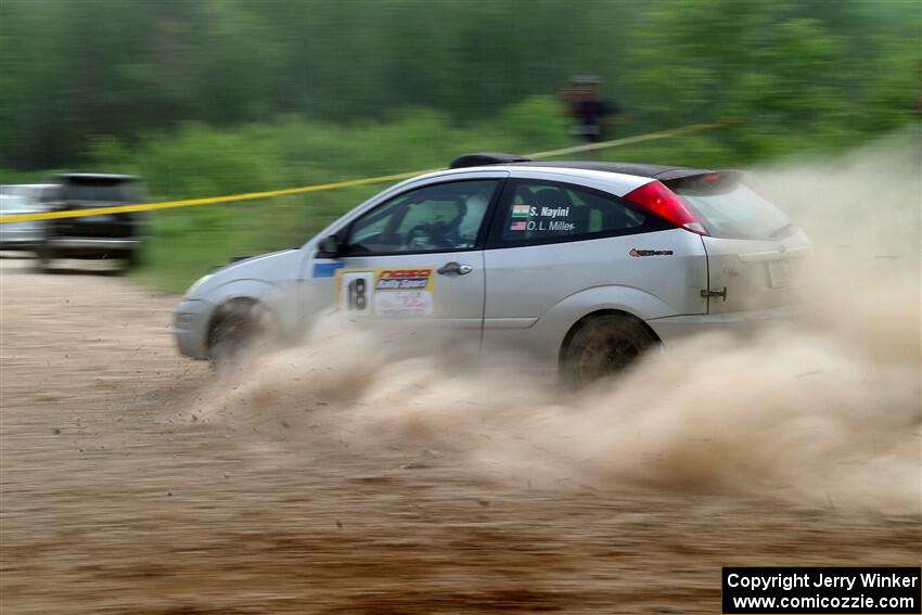 Srikanth Nayini / Otis Lee Miller Ford Focus SVT slides to a stop on SS2, Skunk Creek.