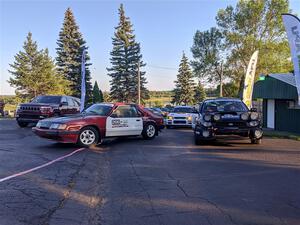 Neil CarlinSchauer / Tim Kohlmann Ford Mustang SVO and John Farrow / Michael Farrow Subaru WRX at Thursday evening's parc expose