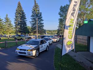 Jack Nelson / Isaac Zink Subaru Impreza enter at Thursday evening's parc expose.