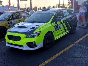 Tim Rooney / Mike Rossey Subaru WRX STi at Thursday evening's parc expose.