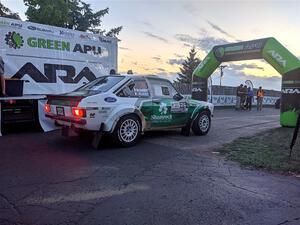 Seamus Burke / Gary McElhinney Ford Escort Mk II at Thursday night's ceremonial start.