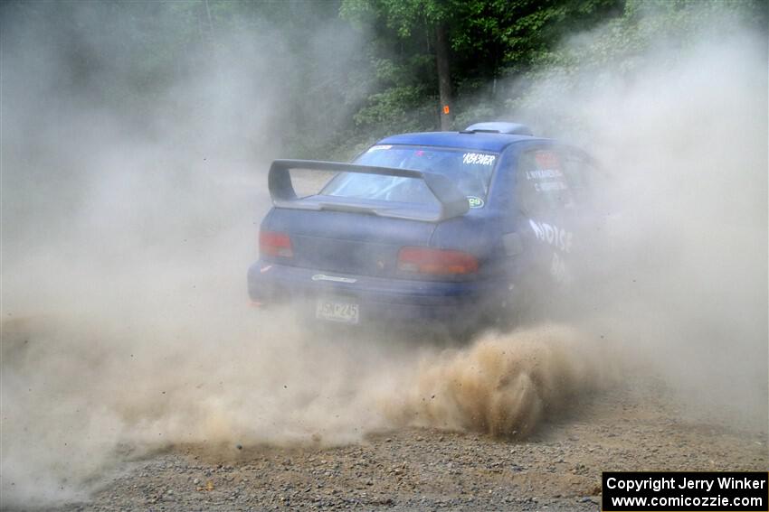 Corey Morris / Josh Nykanen Subaru Impreza misses a call and stalls briefly on SS2, Refuge I.