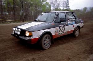 Brian Dondlinger / Mike Christopherson at the apex of a 90-left in their VW Jetta.