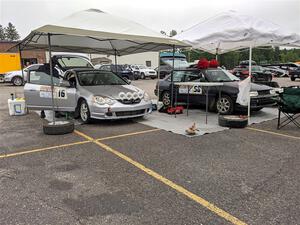 Derek Denti / Josh Remmetter Acura RSX and Jacob Kennedy / James Smith Ford Escort GT before the event.