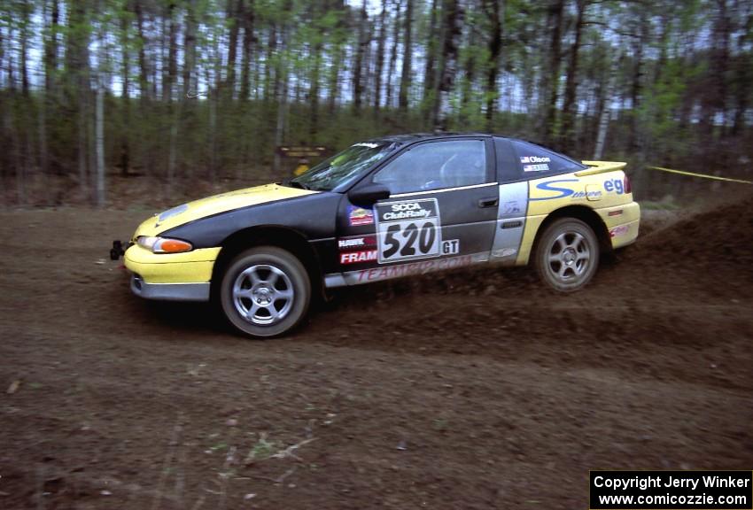 Eric Olson	 / Adam Skoog drift their Eagle Talon through a 90-left on SS2.