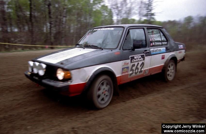 Brian Dondlinger / Mike Christopherson at the apex of a 90-left in their VW Jetta.