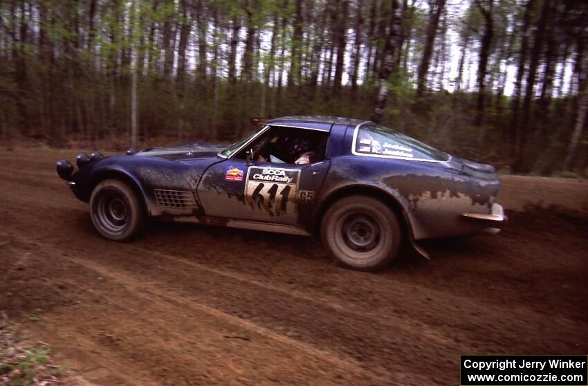 The Doug Jenkins / Kerry Jenkins Chevy Corvette drifts out of a 90-left on SS2..