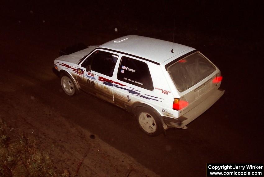 Bob Nielsen / Kathy Freund at speed at night in their VW GTI.