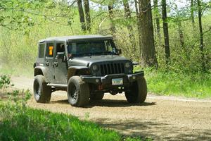 A Jeep Wrangler sweeps SS2, Blue Trail I.