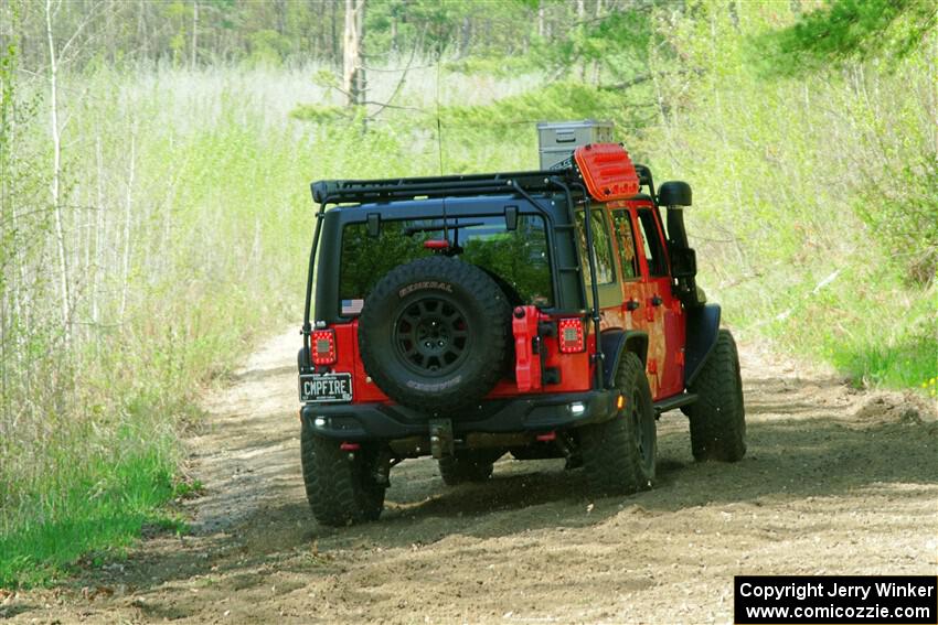 A Jeep Wrangler sweeps SS2, Blue Trail I.