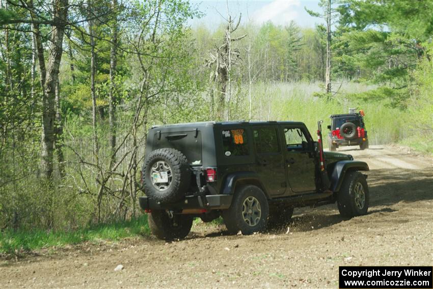 A Jeep Wrangler sweeps SS2, Blue Trail I.