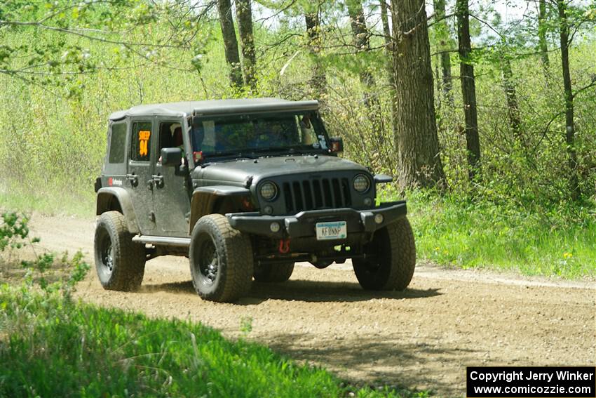 A Jeep Wrangler sweeps SS2, Blue Trail I.