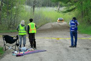 Marshals watch Steve Gingras / Katie Gingras Subaru Impreza on SS5, Blue Trail II.