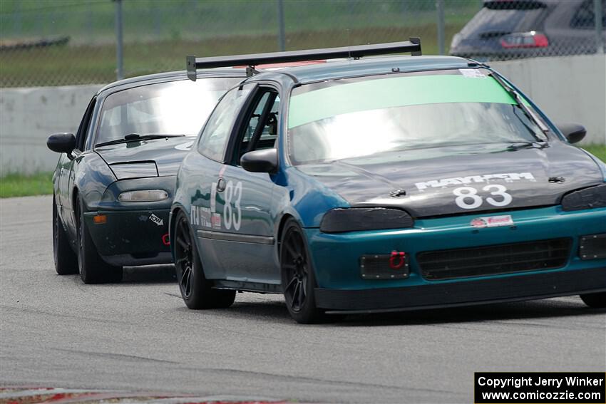 Mark Utecht's ITJ Honda Civic and Sam Nogosek's Spec Miata Mazda