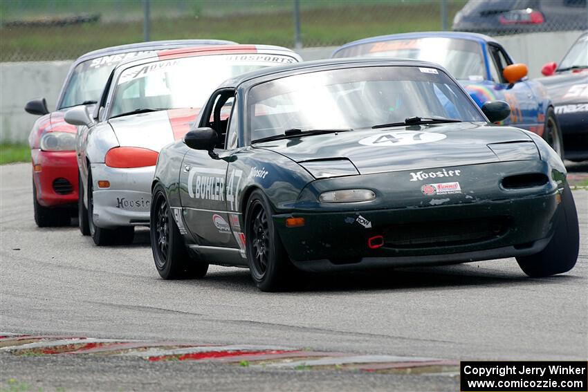 Sam Nogosek's, Kyle Greenhill's and Chris Craft's Spec Miata Mazda Miatas