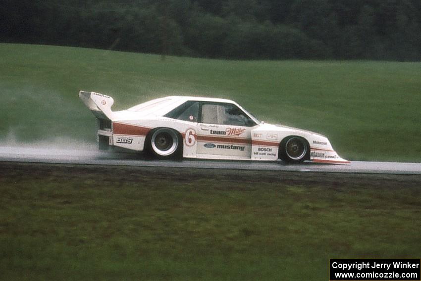 Klaus Ludwig's Ford Mustang during qualifying in the rain.