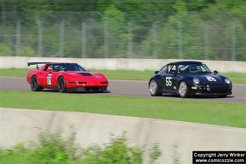 Phil Magney's ITE-1 Porsche 993 and Tom Fuehrer's SPO Chevy Corvette
