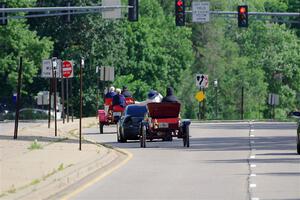 Gary Schlomann's 1907 Ford and Tim Wiggins' 1904 Ford head toward New Brighton.