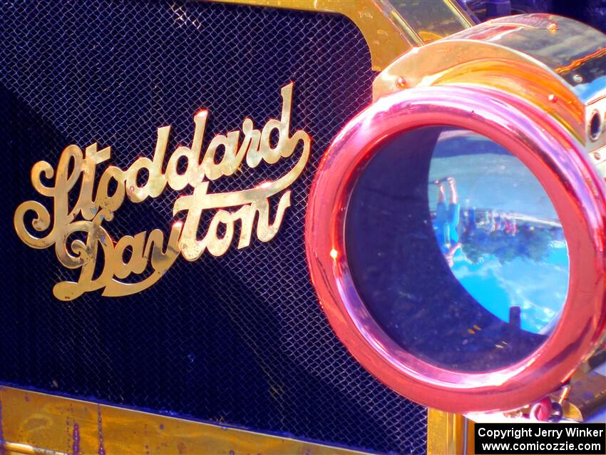 Logo on the radiator and headlamp detail on Steve Williams' 1906 Stoddard-Dayton.
