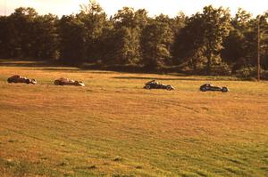 David Harris (Lynx B) leads Jerry Knapp (Caldwell D-13), Steve Thomson (Lynx B) and C. Fred Clark (Lynx B) through turn 6.