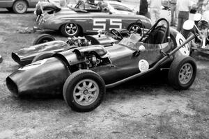 A pair of Formula Jr.'s: Steve Conroy's Sadler (foreground) and Jeff Grady's BMC ran in the vintage race..