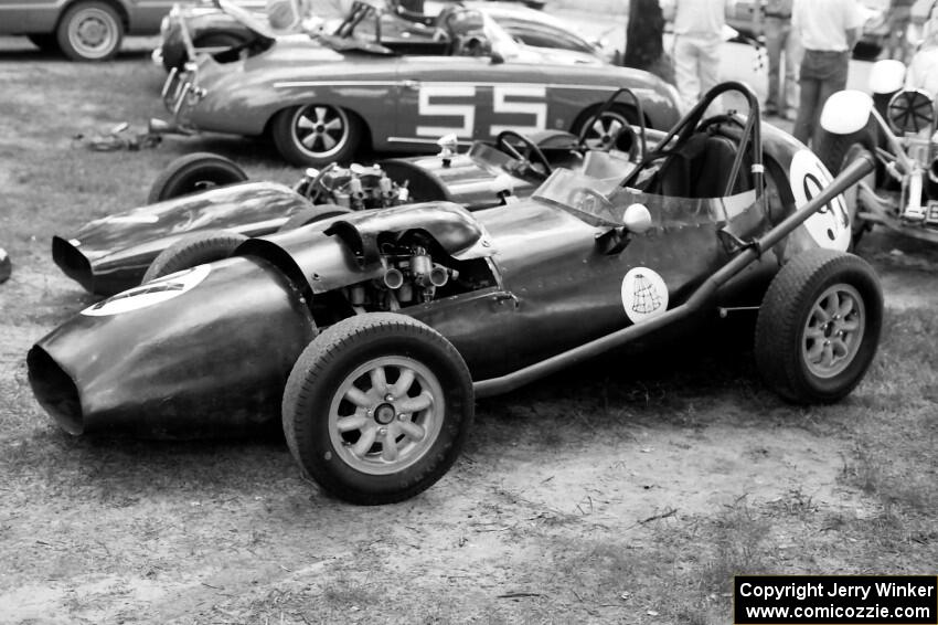 A pair of Formula Jr.'s: Steve Conroy's Sadler (foreground) and Jeff Grady's BMC ran in the vintage race..