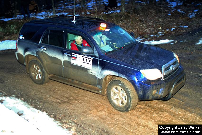The '000' car, a Toyota 4Runner, on SS2, Soden-Blue Lake I.