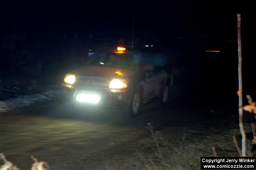 The '000' car, a Toyota 4Runner, at the finish of SS6, Quinnan-Sage Creek II.