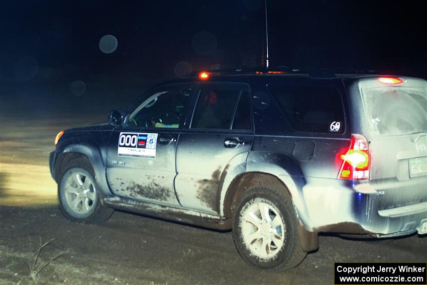 The '000' car, a Toyota 4Runner, at the finish of SS6, Quinnan-Sage Creek II.