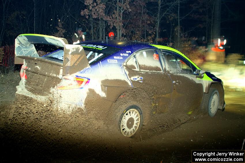 Travis Pastrana / Rhianon Gelsomino Subaru WRX ARA24 finishes SS6, Quinnan-Sage Creek II.