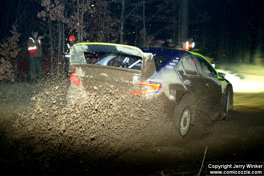 Travis Pastrana / Rhianon Gelsomino Subaru WRX ARA24 finishes SS6, Quinnan-Sage Creek II.