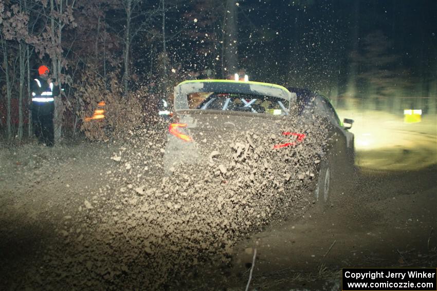 Travis Pastrana / Rhianon Gelsomino Subaru WRX ARA24 finishes SS6, Quinnan-Sage Creek II.