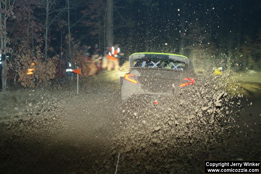 Travis Pastrana / Rhianon Gelsomino Subaru WRX ARA24 finishes SS6, Quinnan-Sage Creek II.