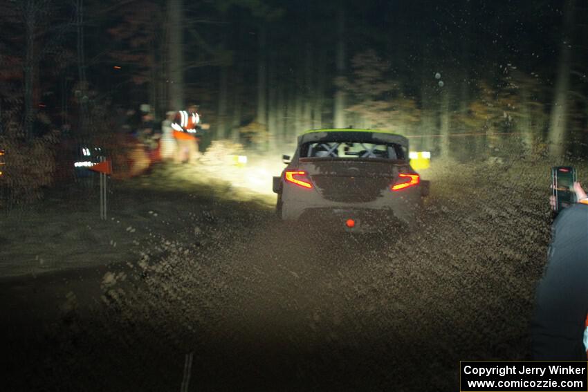 Travis Pastrana / Rhianon Gelsomino Subaru WRX ARA24 finishes SS6, Quinnan-Sage Creek II.