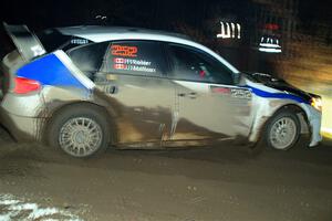 Jerome Mailloux / Philippe Poirier Subaru WRX STi finishes SS6, Quinnan-Sage Creek II.