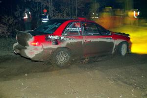 Mark Piatkowski / Aris Mantopoulos Subaru Impreza 2.5RS finishes SS6, Quinnan-Sage Creek II.