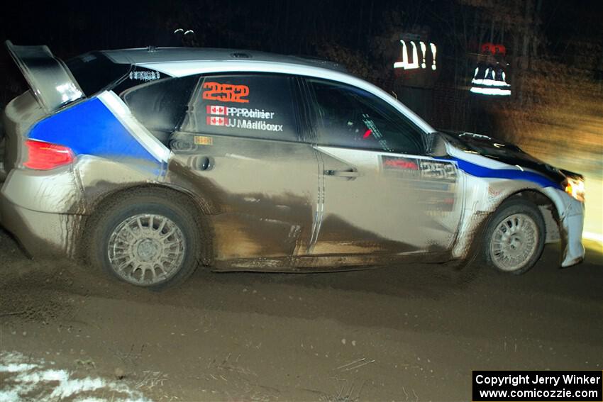 Jerome Mailloux / Philippe Poirier Subaru WRX STi finishes SS6, Quinnan-Sage Creek II.