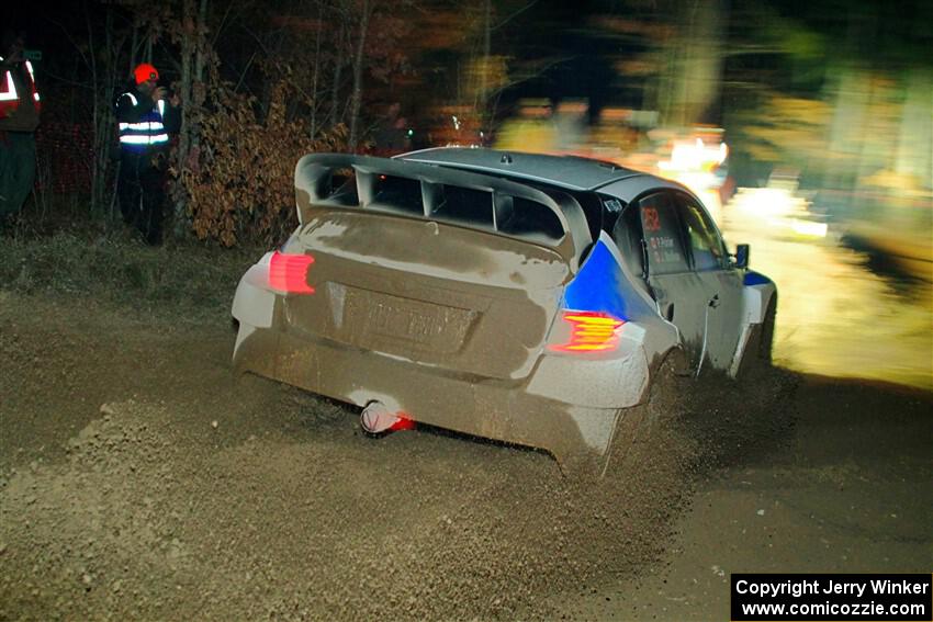 Jerome Mailloux / Philippe Poirier Subaru WRX STi finishes SS6, Quinnan-Sage Creek II.