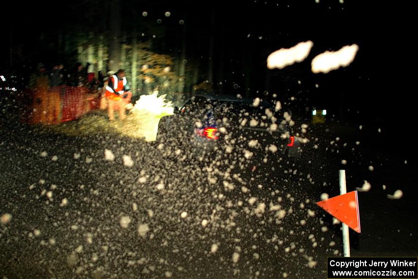 Jerome Mailloux / Philippe Poirier Subaru WRX STi finishes SS6, Quinnan-Sage Creek II.