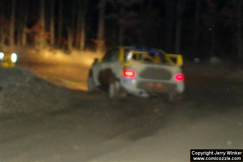 Tom Mayer / Karl Mayer Subaru WRX finishes SS6, Quinnan-Sage Creek II.