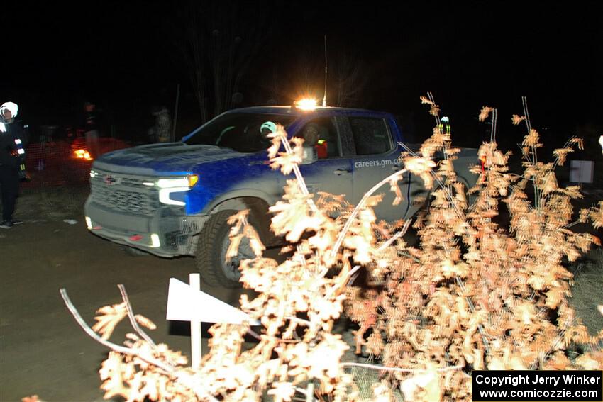 A Chevy Silverado pickup sweeps SS6, Quinnan-Sage Creek II.