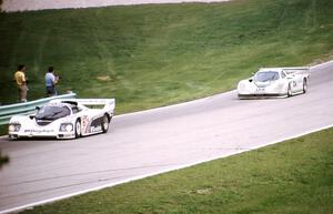 Jim Busby / Jochen Mass Porsche 962 leads the Brian Redman / Hurley Haywood Jaguar XJR-5