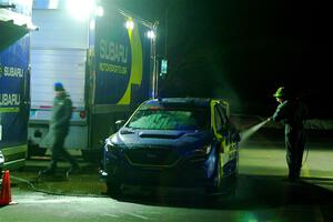 Travis Pastrana / Rhianon Gelsomino Subaru WRX ARA24 at Atlanta service after day one.
