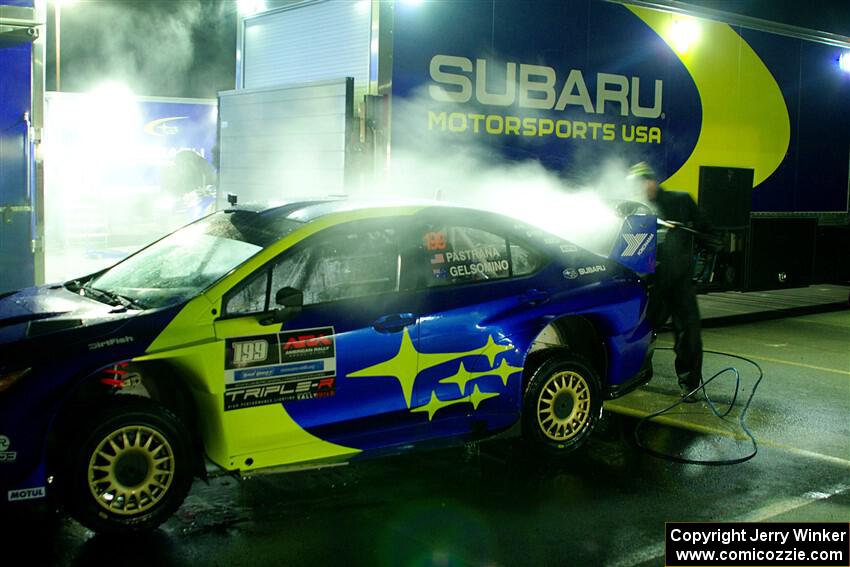 Travis Pastrana / Rhianon Gelsomino Subaru WRX ARA24 at Atlanta service after day one.