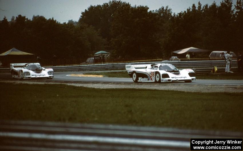 Pete Halsmer / John Morton - Porsche 962 leads its teammate Jim Busby / Jochen Mass - Porsche 962