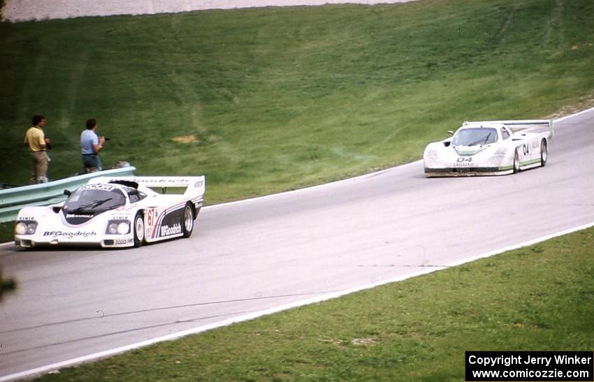 Jim Busby / Jochen Mass Porsche 962 leads the Brian Redman / Hurley Haywood Jaguar XJR-5