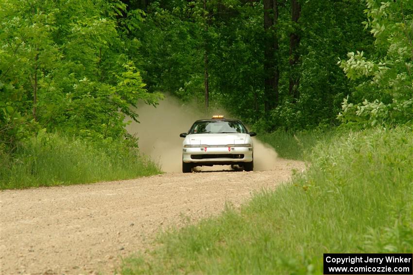 The '0' car, a Mitshibishi Exclipse GSX, on SS2, Skunk Creek.