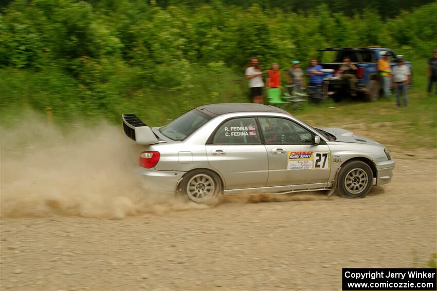 Cross Fedina / Robin Fedina Subaru WRX on SS3, Woodtick Hollow.